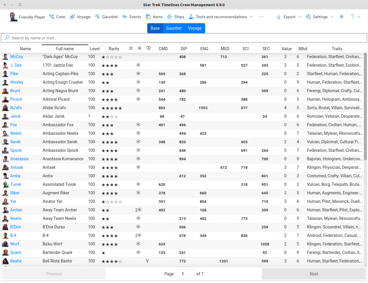 Screenshot of Crew - Base Stats